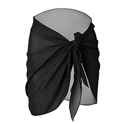Women Short Sarongs Bathing Suit Wrap Swimsuit Coverups Beach Bikini Sheer Short Skirt Chiffon Scarf Cover Ups for Swimwear