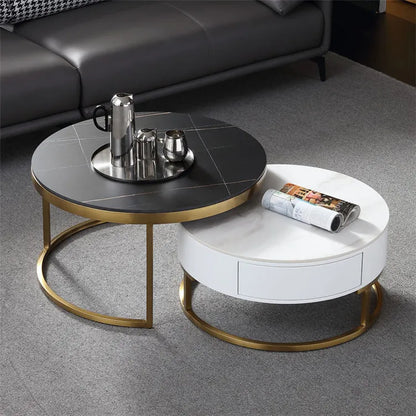 Living room mirror furniture glass top hollow center coffee table