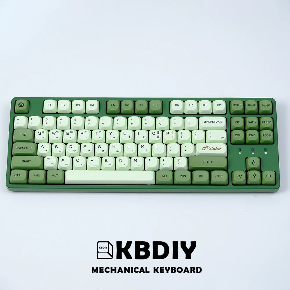 KBDiy 143 Keys/Set Russian Japanese Korean Matcha Keycap Green KOA PBT Keycaps for Mechanical Keyboard Caps for GMK67 GMK64 61