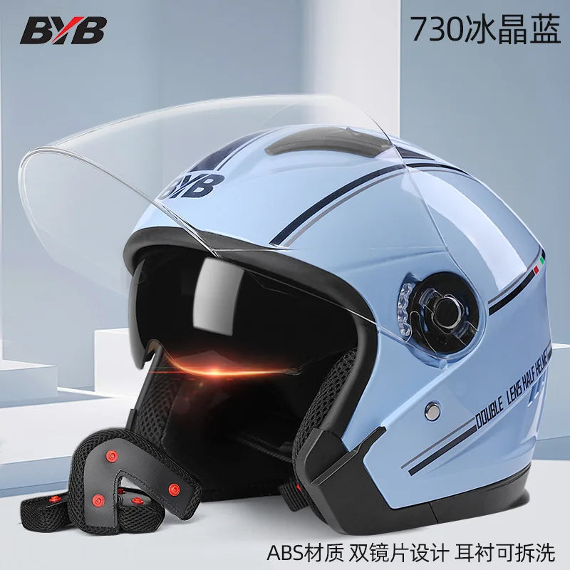 Electric Bike Motorcycle Helmet Four Season Dual Mirror Opening Helmet Anti fog헬멧반모Cascos Para Moto Casco Perro
