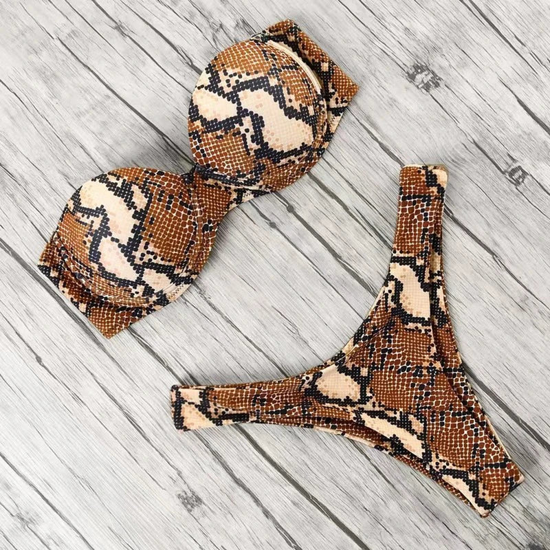 Chic Leopard Print Push Up Bikini Swimsuit Women Sexy G-string Split Micro Bikini 2025 New Spice Girl Bathing Suit 2 Piece Sets