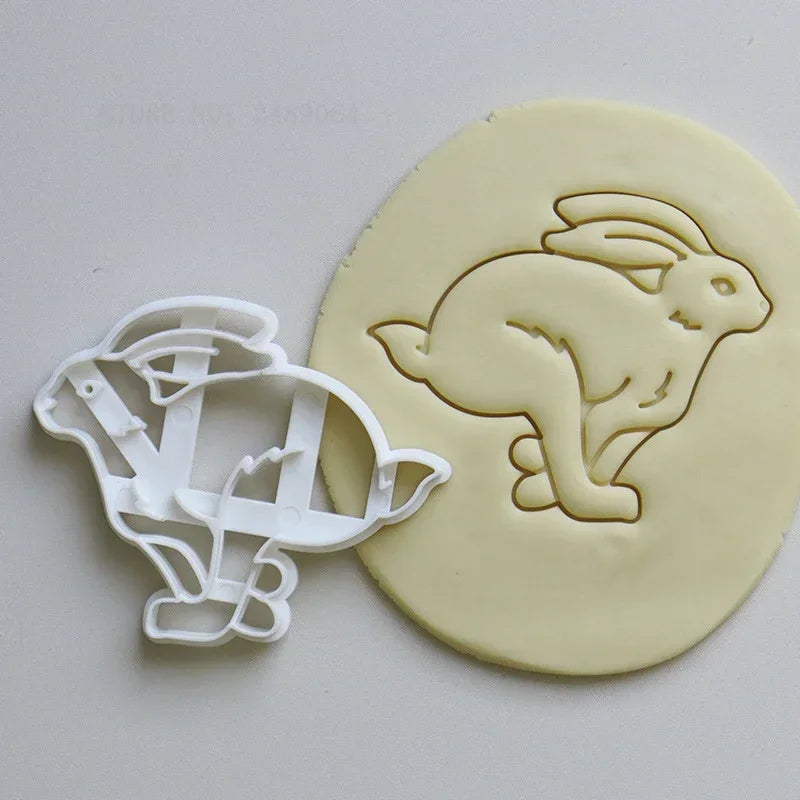 Easter Cookie Cutters Cute Yoga Rabbit Egg Plastic Cookie Embossed Molds DIY Baking Cakes Decorations Tools Kitchen Accessories