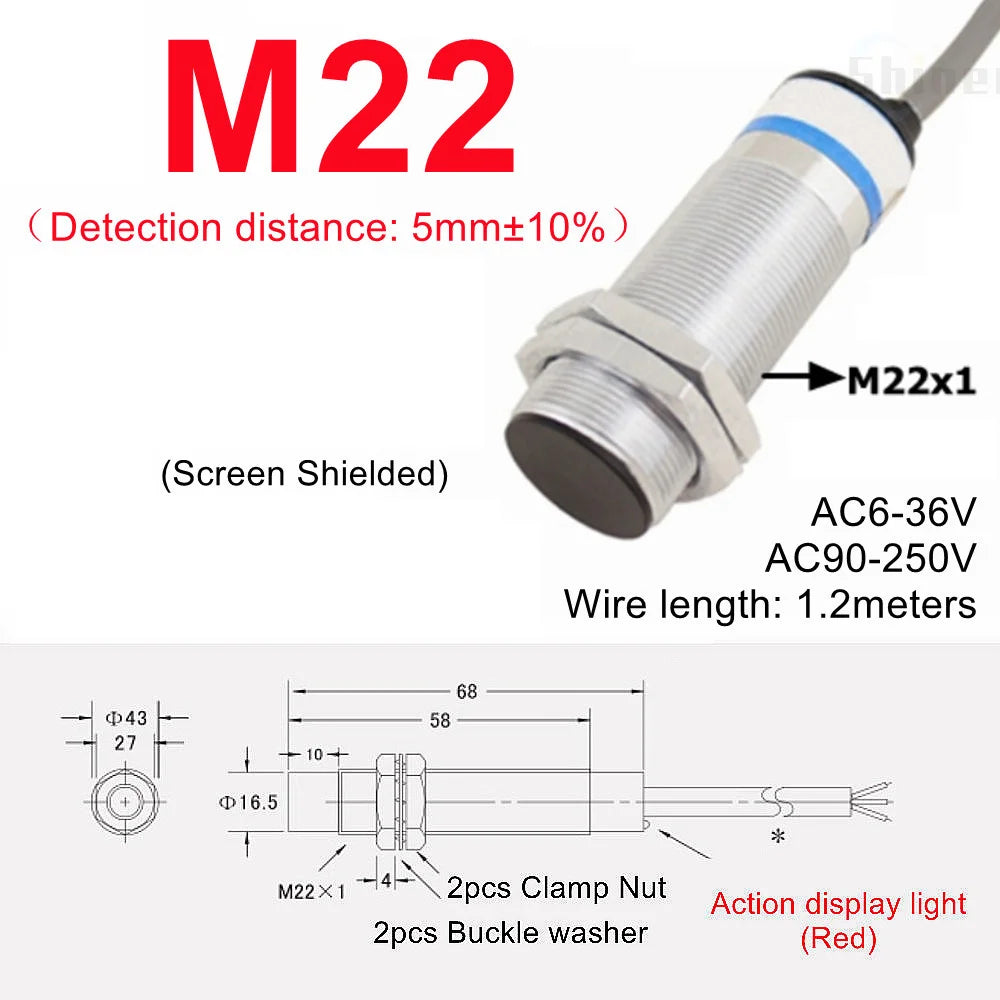 Approach Sensor 4mm 6mm M5 M10 14 M16 M20 22 Black Proximity Switch Inductive Proximity Sensor Detection Switch NPN PNP DC AC
