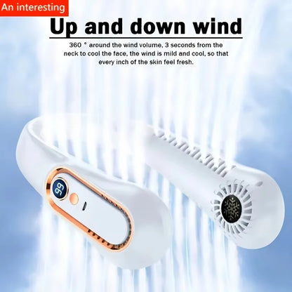 Hanging Neck Fan Digital Display Power Ventilador Bladeless Neckband Fan Portable Mini Air Cooler USB Rechargeable Electric Fans