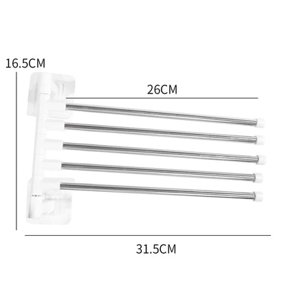 Bathroom Towel Rack Rotatable Towel Holder Space Aluminum 2/3/4/5/6-Bar Towel Hanger Kitchen Shelf Paper Hanging Wall Mounted