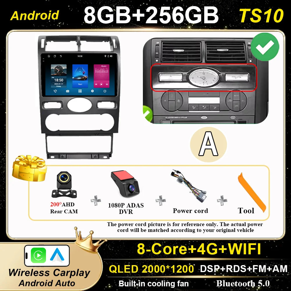 Android 16 GPS Navigation  For Ford Mondeo 2004 -2007 Auto Multimidia Video Player Carplay Head Unit Radio Stereo Car Dvd WIFI