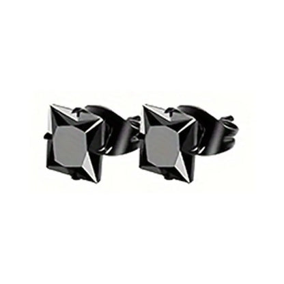 21 pairs of men's stainless steel earrings, circular CZ earrings, hypoallergenic earrings, unisex perforated earrings