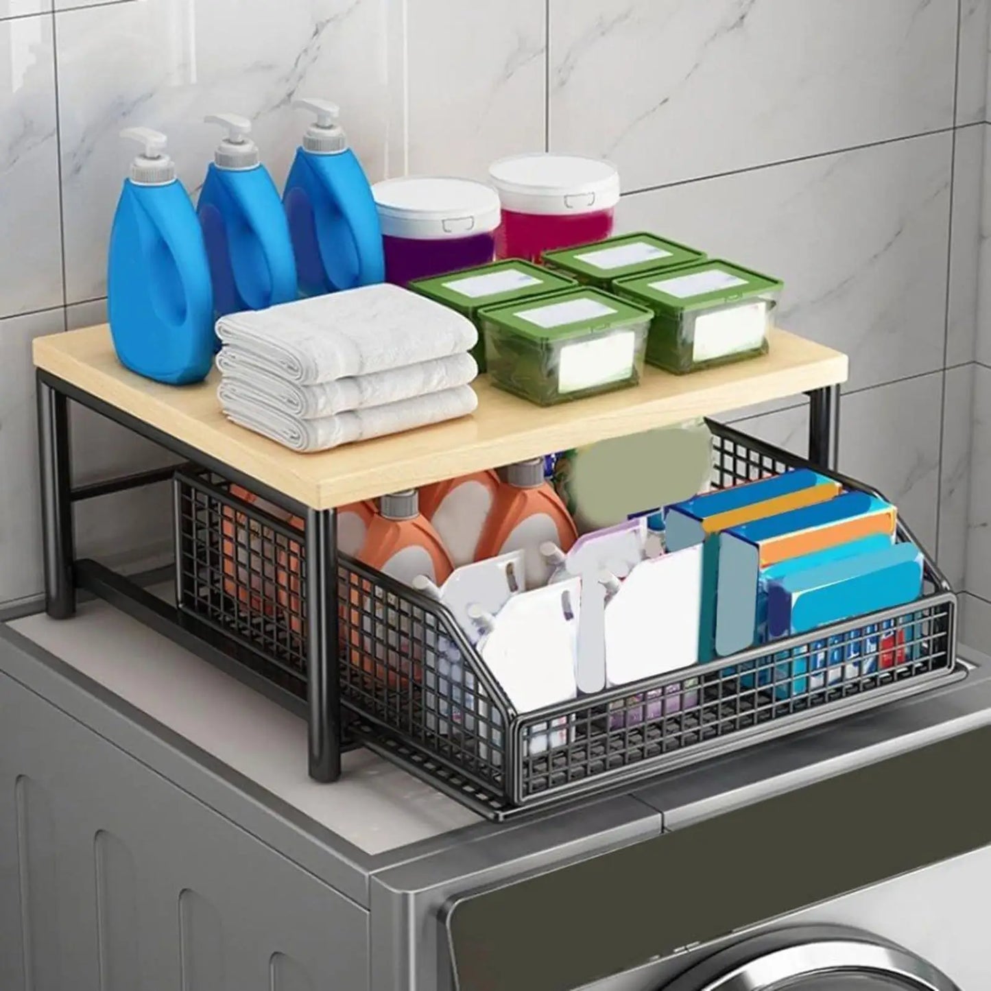 Kitchen Storage Shelves Vertical 2-Tier Organizer Rack Household Organizer Shelves for Pantry Kitchen Bathroom Garage Shower Bar