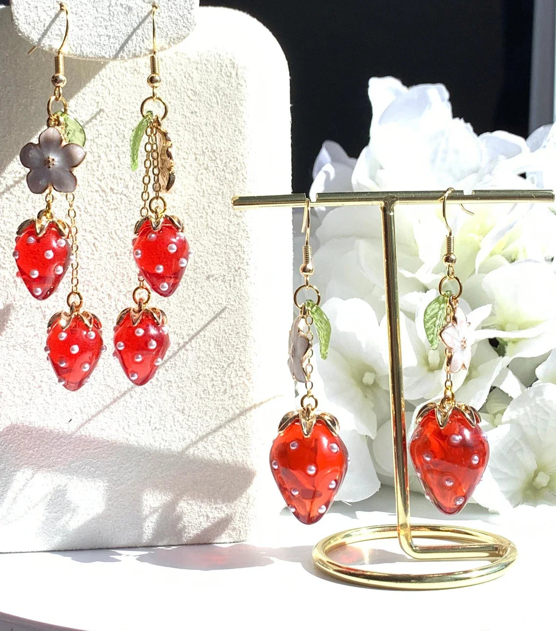 Strawberry earrings /Fruit earrings/ Pendant earrings/Food earrings/ Fun earrings/ gift for her