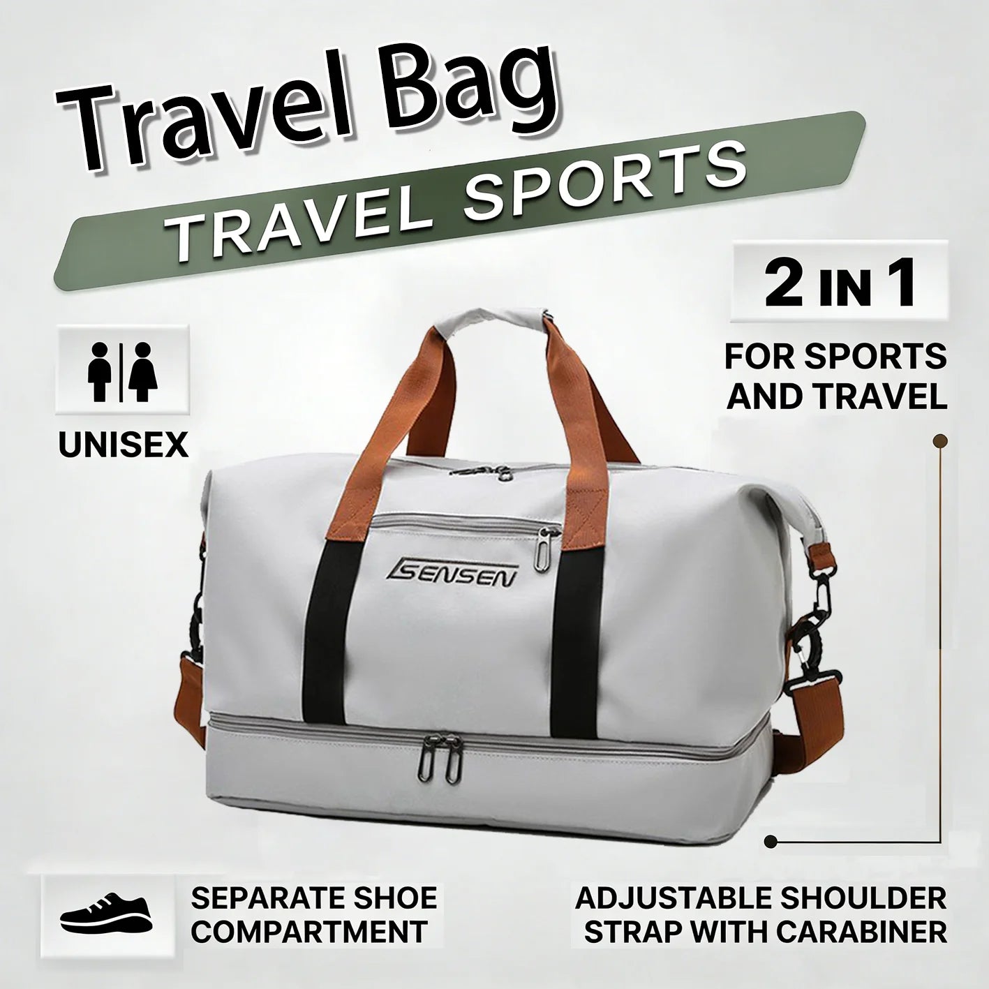 Travel Bag Large-capacity Portable, Dry and Wet Separation Sports Fitness Bag, Suitable As A Travel Luggage Bag.