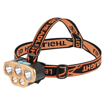 Powerful 5 LED Headlamp USB Rechargeable Headlamp Fishing Head Flashlight Waterproof Hunting Camping Outdoor Run Hiking Light