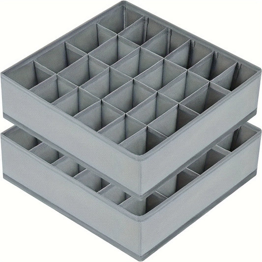 1pc Fabric Storage Box with 24 Compartments - Foldable Stackable Organizer for Socks Ties Underwear Space-Saving Drawer Divider