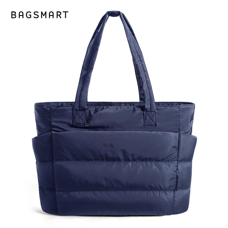 BAGSMART Tote Bag Large Capcity Women's Bags Puffer Padded Handbag For College School Portable Commuting Leisure Travel Pouch