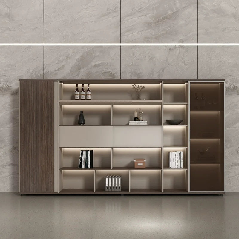 High Office Filing Cabinet With Open Shelves Office Display Cabinet Bookshelf Wood File Storage Cabinet Office Equipment