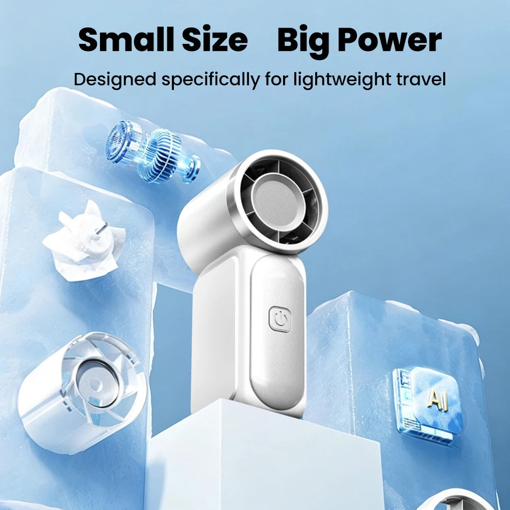 Portable Handheld Mini Fan 5 Speed Adjust Type c Rechargeable Fan Digital Display Desktop Fan Outdoor