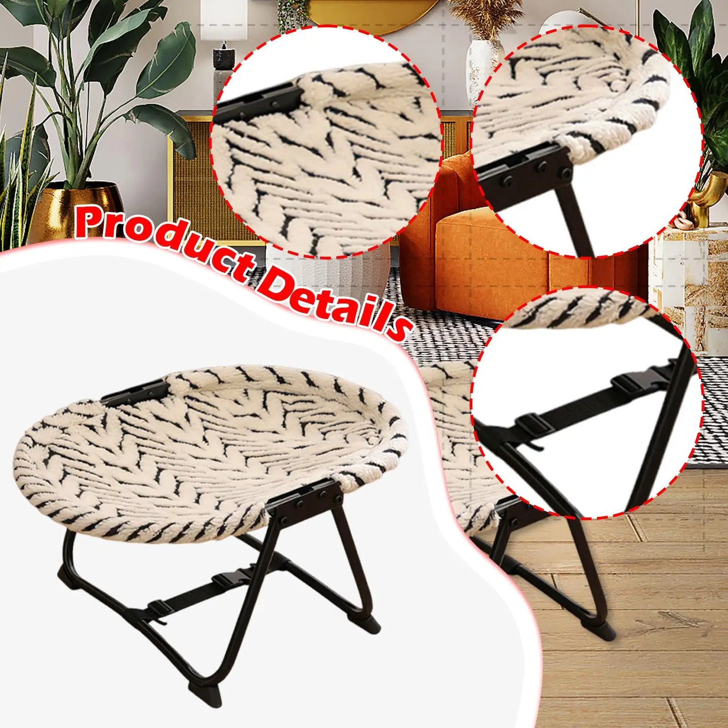 Elevated Pet Bed Folding Iron Frame Puppy Bedding with Storage Bag for Small Dogs and Cats Home Use