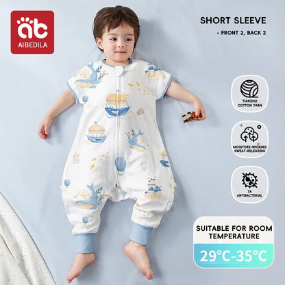Swan Kids Sleeping Bag Cute Breathable Thin Sack Sleepsack Detachable Short Sleeves Sleepwear Wearable Blanket Bodysuit 1-5T