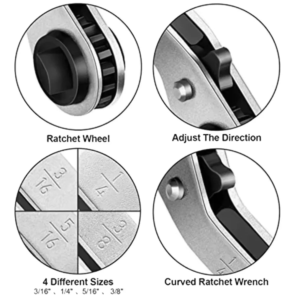 HVAC Service Wrench Refrigeration Service Wrench Set 3/8” to 1/4” 5/16'' 4 Ratcheting Service Wrench