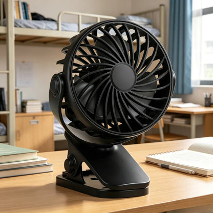Portable USB Rechargeable Fan, Silent Strong Airflow Desktop Clip Fan, Mini Personal Fan for Student Dormitory Car Indoor