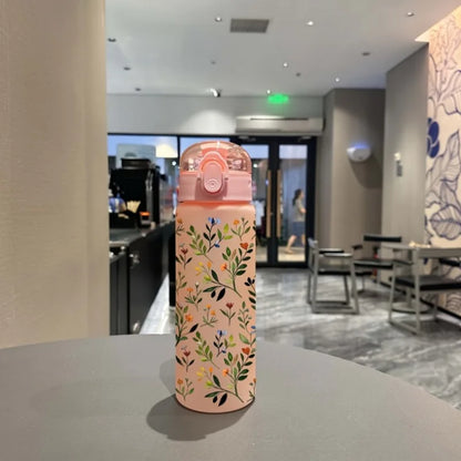 780ml 3D Printed Cute Cartoon Water Bottle Leakproof Plastic Straw Cup Portable Outdoor Large Capacity Sports Water Bottle
