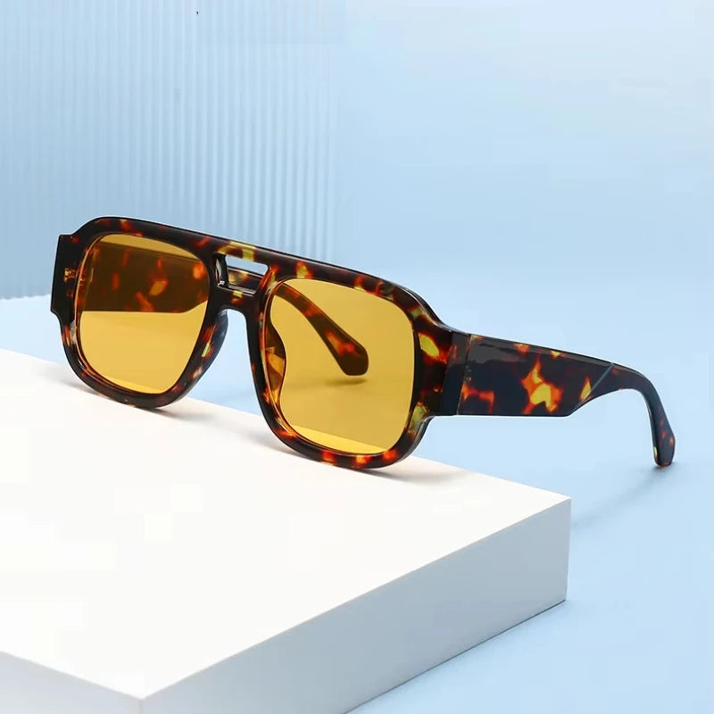 Protective Glasses 1/4 Sets Large Frame Double Bridges Square Sun Glasses Women Candy Color Men Eyeglasses Outdoor Sports Shades