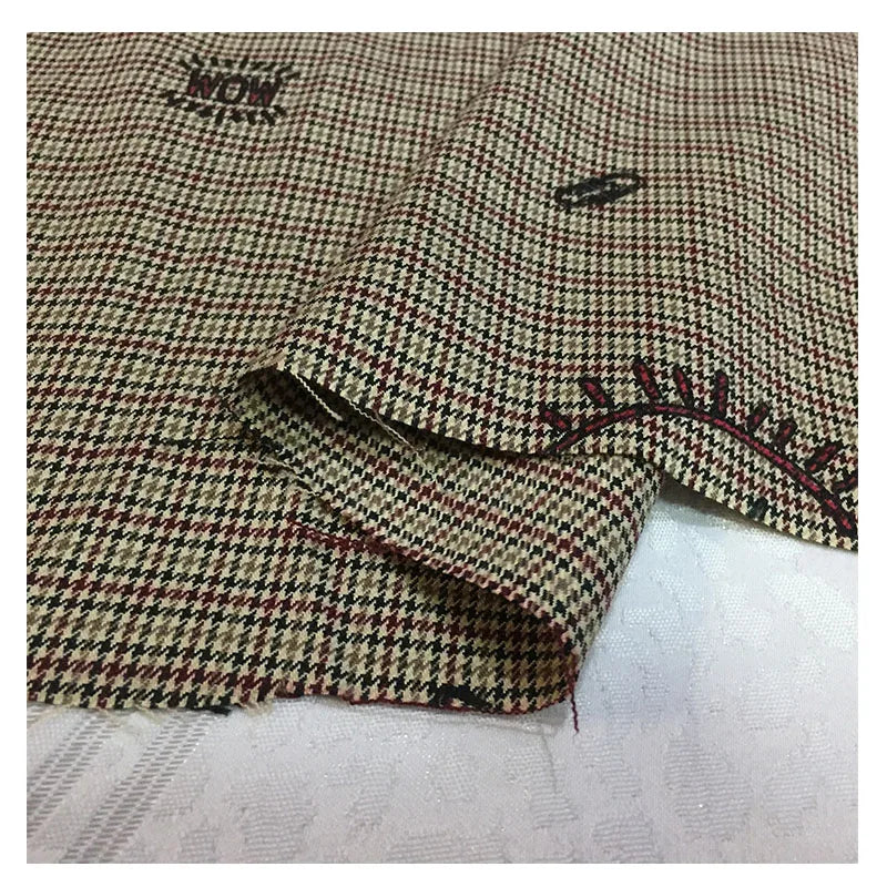 French Made Polyester Cotton Elastic Small Plaid Fabric Color Woven Fine Spun Clothing Material Printing Color Suiting Fabric