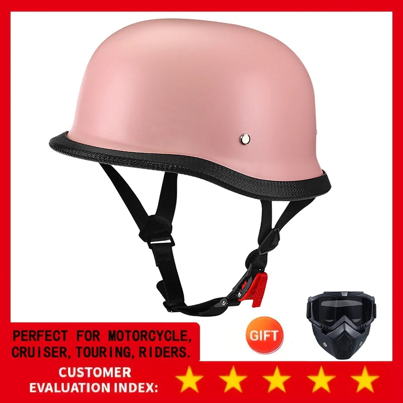 Motorcycle Half Helmet German Leather Vintage Helmet Casco Moto Motorcycle Open Face Helmet Biker Pilot DOT Certification M-L-XL