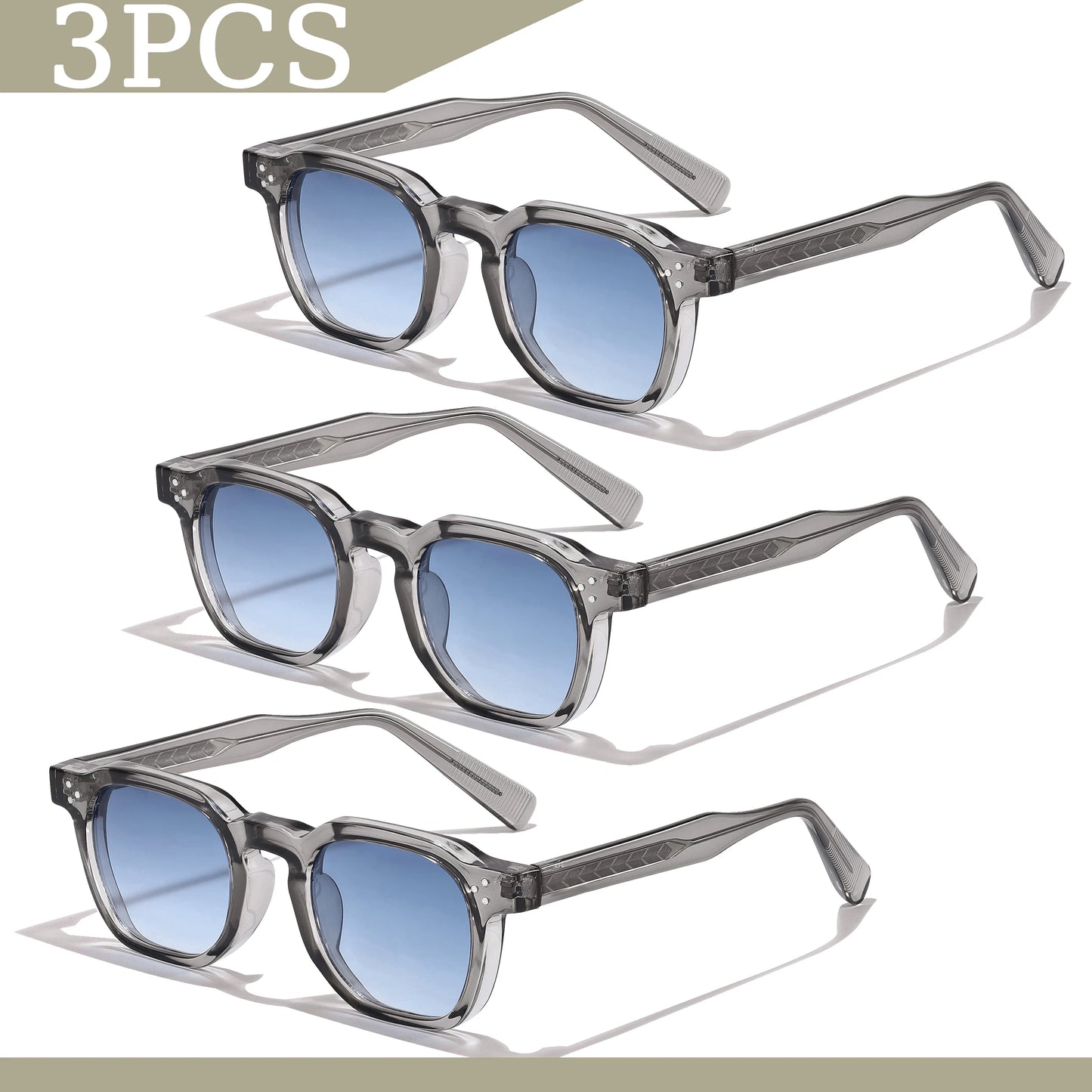 1/2/3 Pcs Wholesale New Square Retro Sunglasses Men Fashion Punk Sun Glasses Women Travel Eyewear Lunette De Soleil Femme UV400