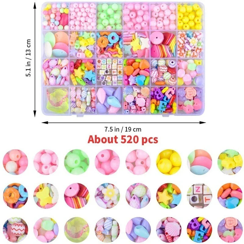 Girls DIY Bead Set Jewelry Making Kit for Kids Girl Pearl Beads for Bracelets Rings Necklaces Creativity Kits Art Craft