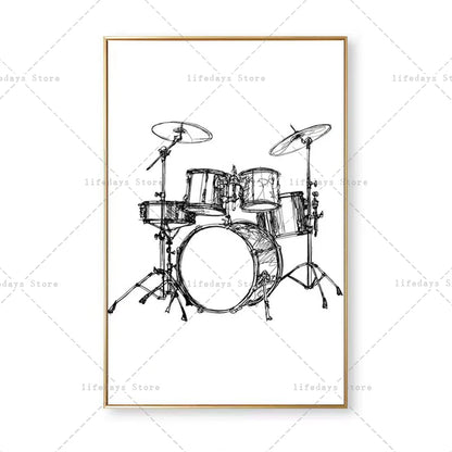 Canvas Painting Modern Minimalist Piano Violin Drum Kit Musical Instrument Print Wall For Piano Room Home Decor Wall Decor