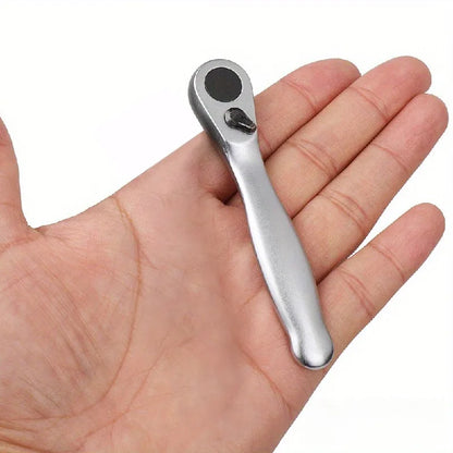 2 in 1 Mini Ratchet Wrench, Durable Chrome Vanadium Steel Wrench with 72 Teeth, 1/4 Inch Drive Socket, Quick Wrench, Hand Tool