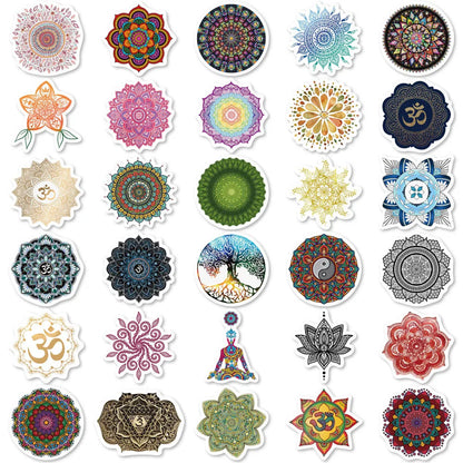 60pcs Mandala Flower Yoga Stickers Waterproof Decals for Yoga Mats & Water Bottles RecordingYourLife Store