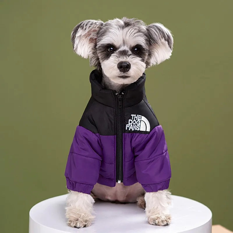 Fashion Pet Coat Clothes, Trendy Embroidered Dog Autumn and Winter Cotton Clothing, Pet Clothing, Thickened Warm Down Clothing