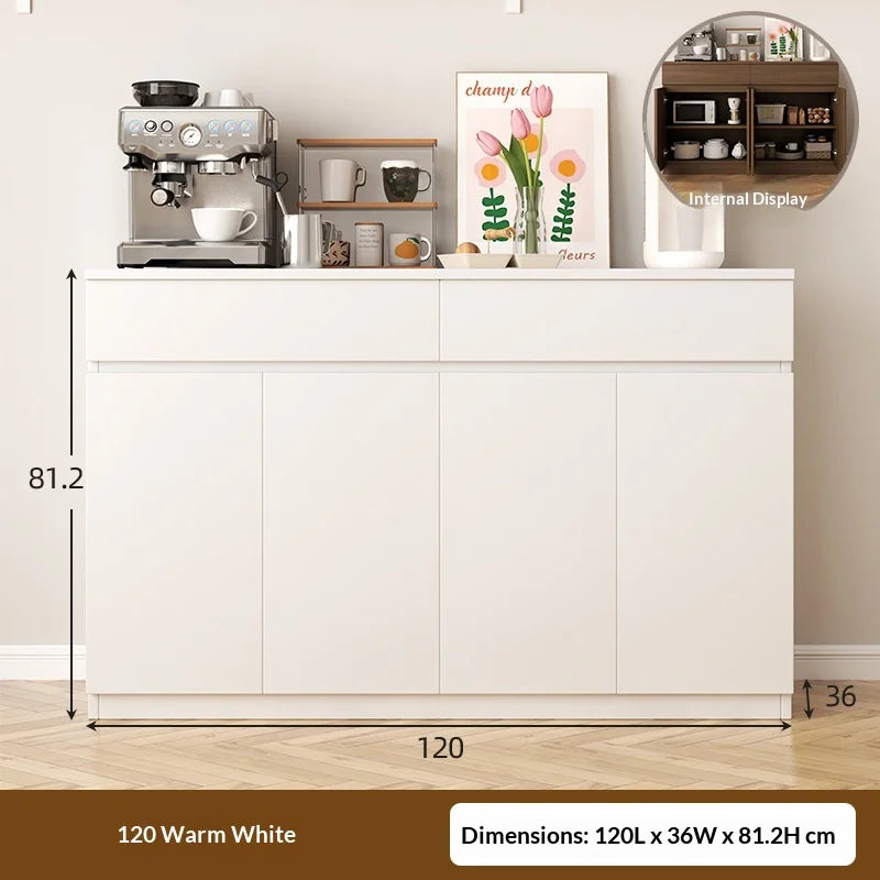 Modern Solid Wood Living Room Sideboard Cabinet Storage Dresser Drawer Display Kitchen Organizer Adjustable Shelves Furniture