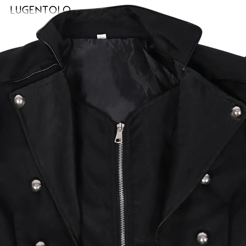 Men Medieval Gothic Trench Long Coats Court Costume Retro Casual Women Button Zipper Loose Party Bloodsucker Clothing
