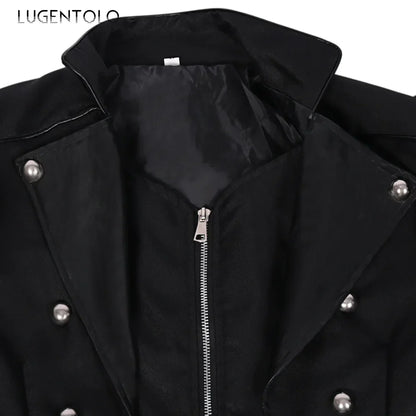 Men Medieval Gothic Trench Long Coats Court Costume Retro Casual Women Button Zipper Loose Party Bloodsucker Clothing