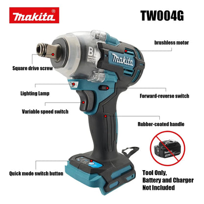 Makita Power Tools 18V TW004G Electric Brushless Electric Wrench, High Torque Impact Wrench, Wind Cannon, Auto Repair Electric