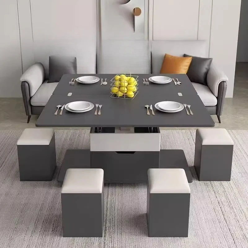 Design Black Dining Table Multifunction Storage Legs Luxury Dining Table Living Room Vase Mesa Plegable Portatil Furnitures