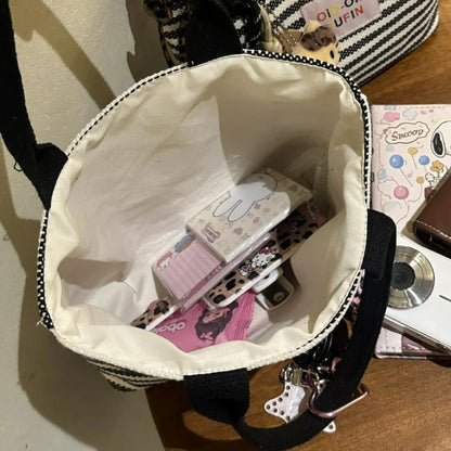 Fashionable Striped Canvas Tote Bag for Women Lightweight Durable Commuter Bag Relaxed Texture and Simple Design Handle Bag