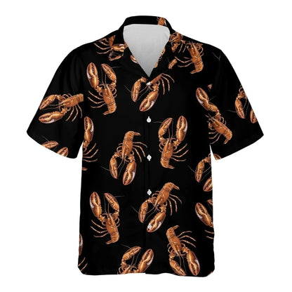 Hawaiian Flower Social Shirt 3d Print Boston Lobster Fashion Short Summer Casual Vintage Harajuku Cadiz Camisas Casuais Blouse