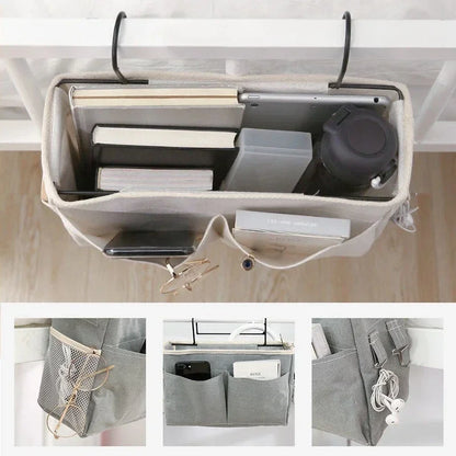 Bedside Storage Bag Dormitory Hanging Storage Pouch Multi-Functional Sundry Canvas Organizer Bedroom Magazine Storage Mommy Bag