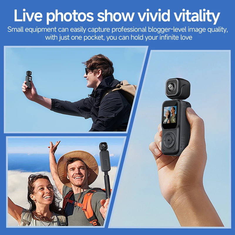 Handheld Dual Camera Action Camera with 1.5 Inch IPS Screen Supports Simultaneous Recording with WiFi And Mobile App Connection