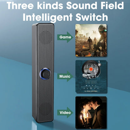 HOMEFISH  BT5.0 Soundbar Speaker Wired Wireless Dual Mode 9D Surround Stereo Bass Anti-Interference for PC TV Phone Gaming