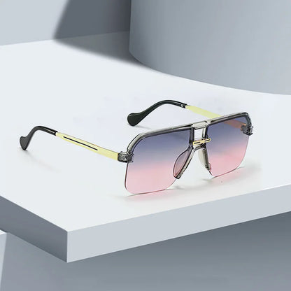 2025 New in Sunglasses for Women  Modern Fashion Transparent Frame Gradient Yellow Pink Lens Square Glasses Gift for Friend