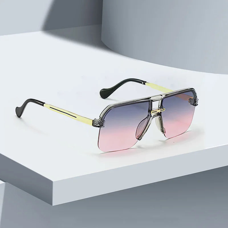 2025 New in Sunglasses for Women  Modern Fashion Transparent Frame Gradient Yellow Pink Lens Square Glasses Gift for Friend