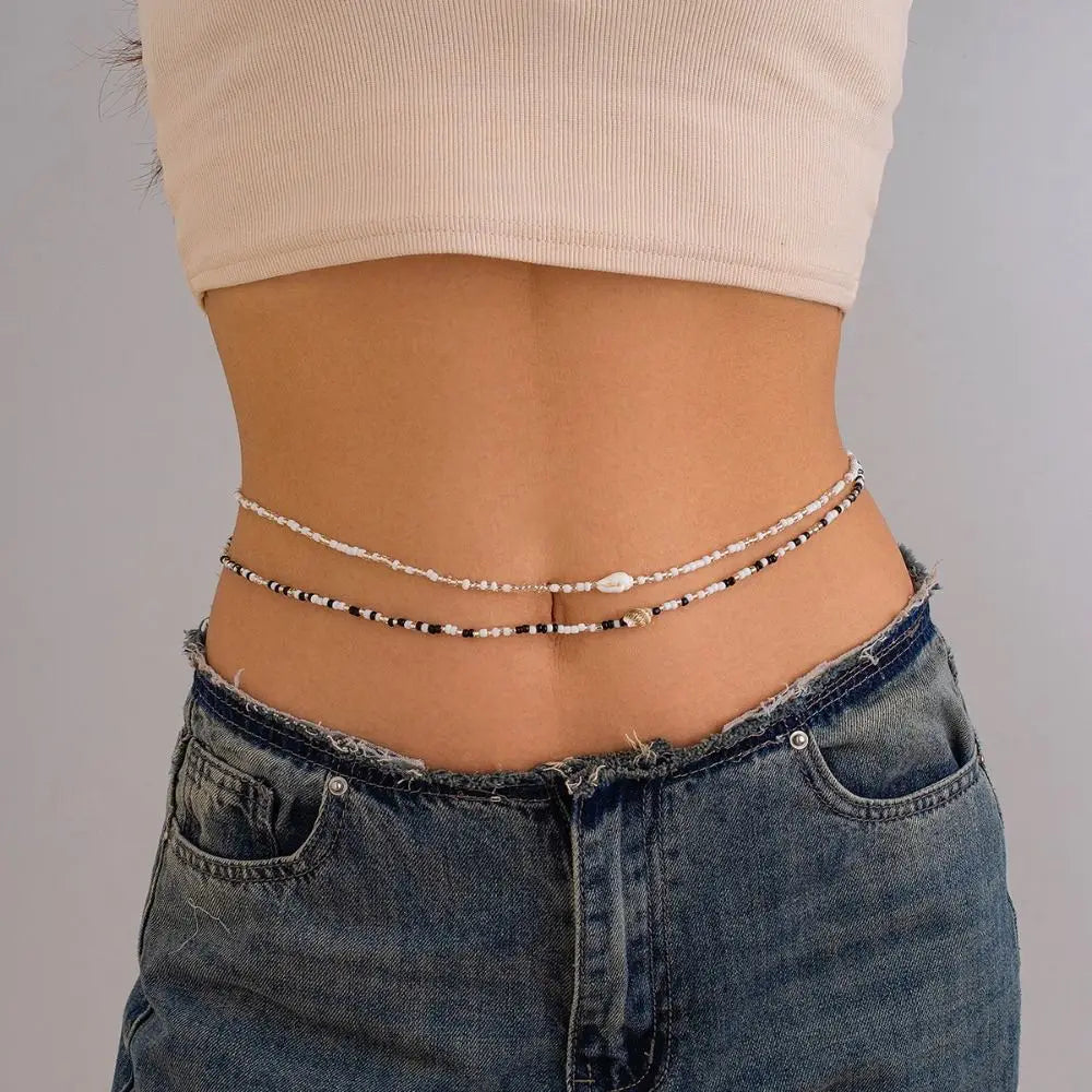 Body Jewelry Rice Bead Waist Chain Colorful Bohemian Style Belly Chain Ethnic Style Bikinis Jewelry Body Chain Jewelry