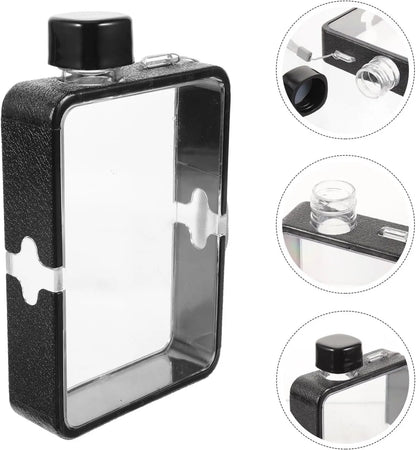 Plastic Flat Student Water Bottle Portable Fit in Handbag Free BPA Easy to Carry Transparent DIY Flask  Drop Ship Items