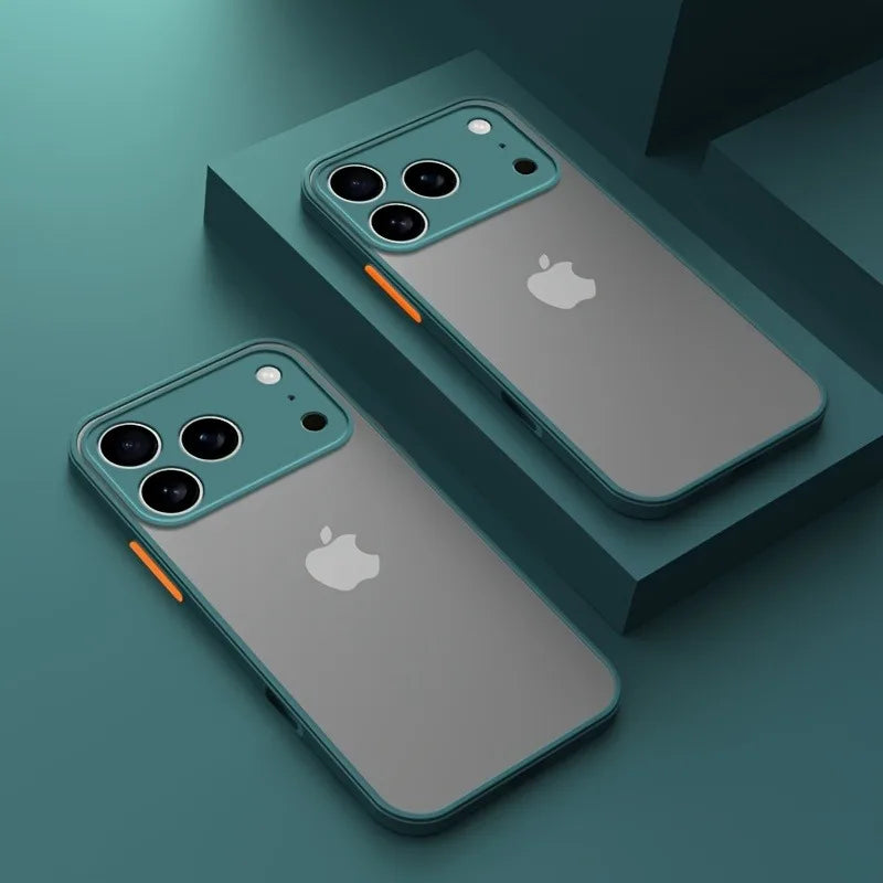 Translucent Armor Phone Case For iPhone 17 16 14 13 15 Pro Max Hard PC Cases For iPhone17 15 Pro Max Shockproof Matte Back Cover