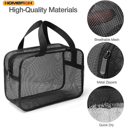 HOMEFISH Mesh Shower Caddy Tote Bag Cosmetic Storage Bag Multifunctional Shower Bag Large Capacity Portable Toiletry Organizer