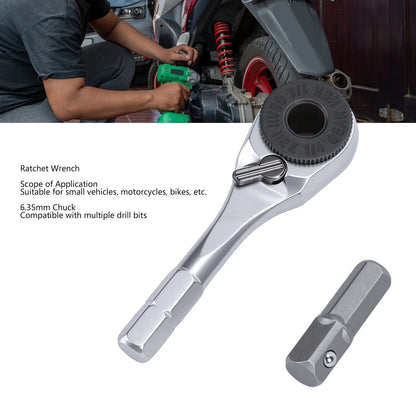 Hex Ratchet Wrench 1/4 Inch Portable Reversible Ratchet Wrench for Car Motorcycle Bike Repair Ratchet Wrench Hex Ratchet Wrench